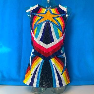 Kpop Sequin Costume Cosplay Geometric Mod Dress S